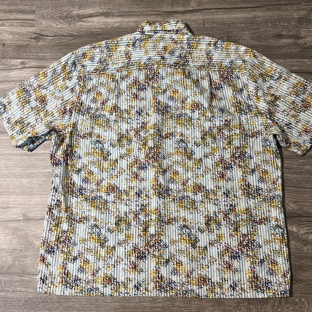 Jhane Barnes Frequency Short Sleeve Striped Abstract Casual Button Shirt Sz 2XL - Picture 7 of 7